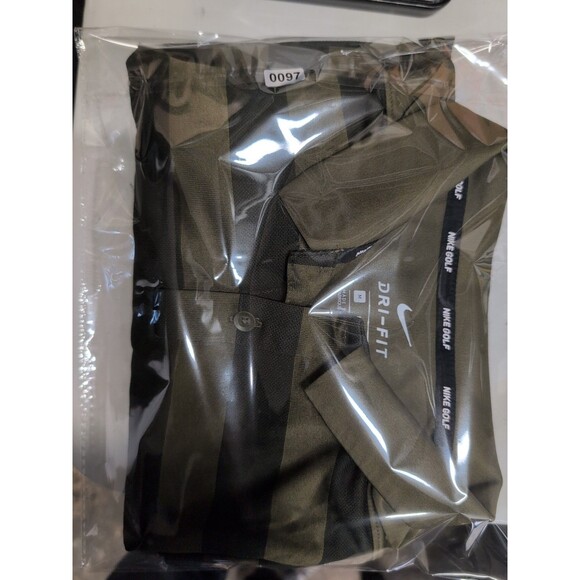 Nike Golf DRI-FIT Lightweight Stretch Polo Shirt Mens Medium Green Black Stripes - Picture 9 of 9